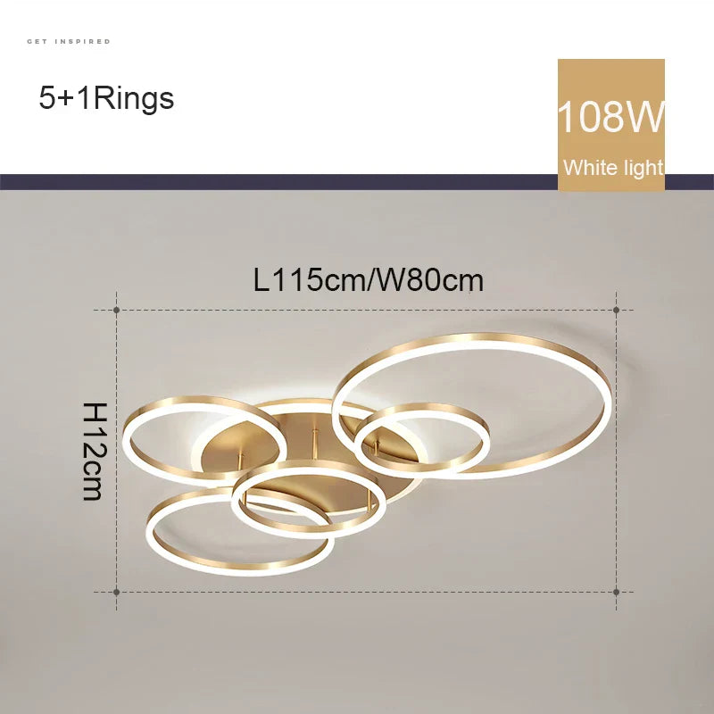 Modern LED Chandelier Lightings Gold Black Dimmable Indoor Lamps