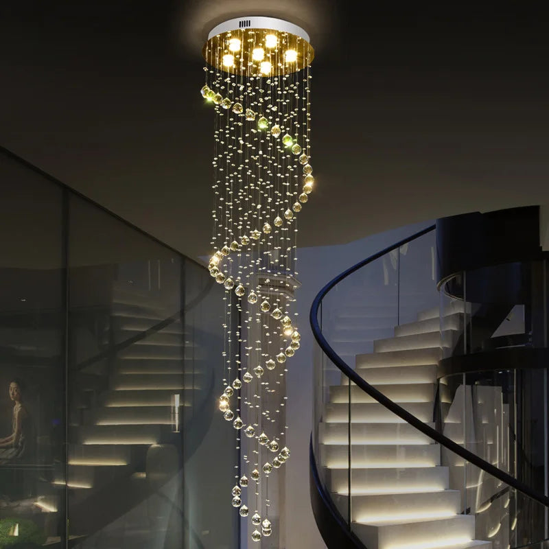 Crystal Chandeliers: Modern Spiral Living Room Lighting for Stair Lamp, Bedroom, Hotel Hall