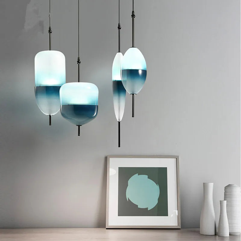 Night Flow Teardrop Glass Pendant Light in Blue - Italian Design Replica