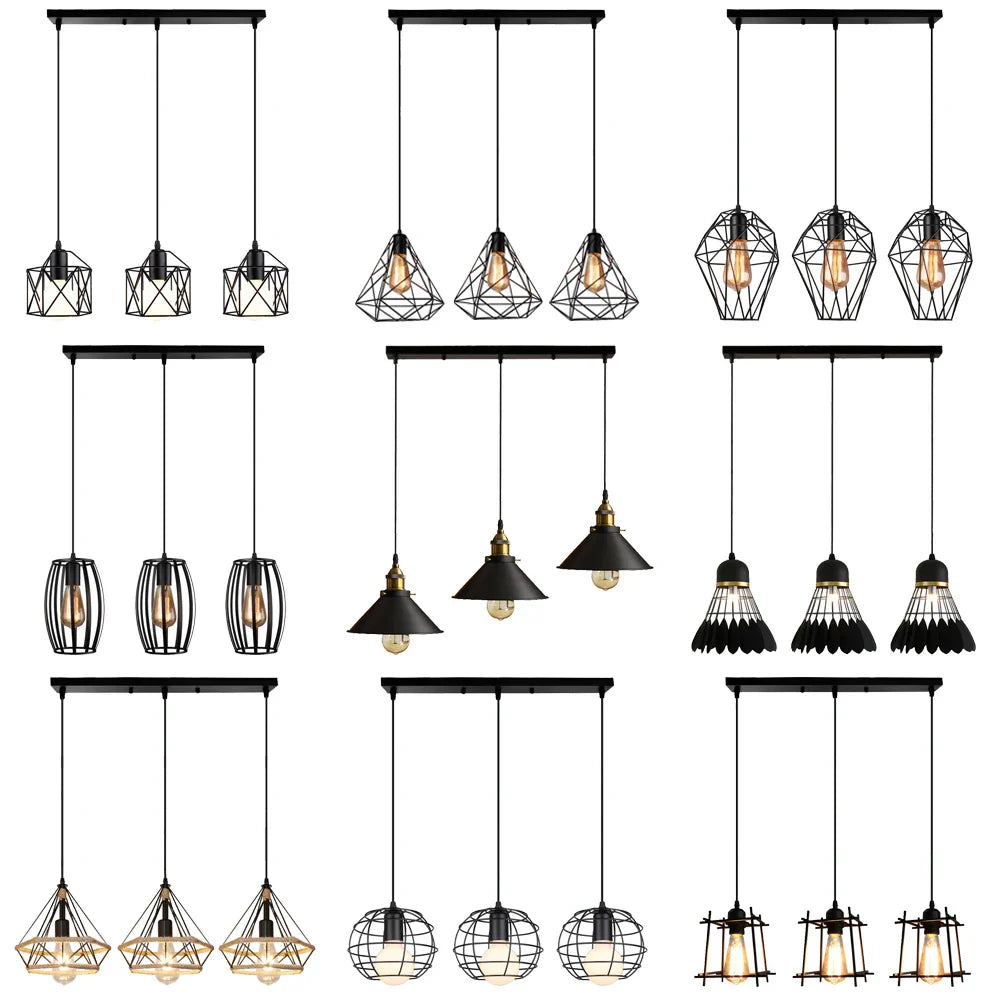 Modern Black Cage LED Pendant Light for Home & Commercial Lighting