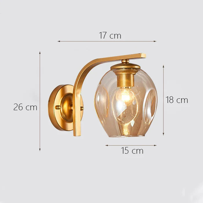Glass Shade Gold Wall Lamp for Bedroom Loft Design, Up Down Iron LED Wall Lights