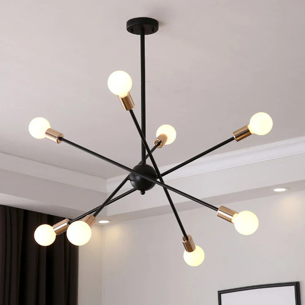 Modern Rod Iron Sputnik Chandelier Vintage Ceiling Lamp for Home Lighting