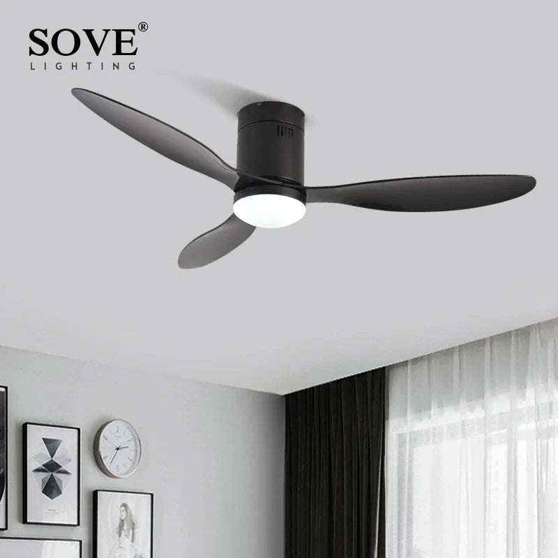 Modern Low Floor LED Ceiling Fan, DC Remote Control Ventilador De Techo