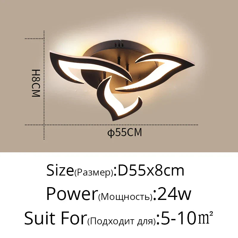 Remoteled Ceiling Chandelier: Modern Art Deco Lighting Fixtures for Living, Dining, Bedroom