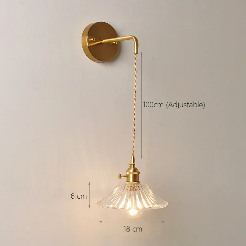 Glass Wall Sconce Lamp for Bedroom, Modern Led Bedside Light E27 Fixtures