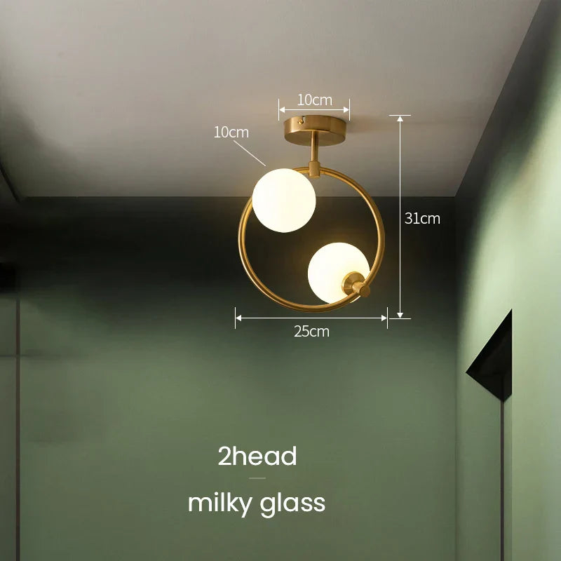 Gold Glass Ball Chandelier for Living Room Kitchen Bedroom - 220V 110V