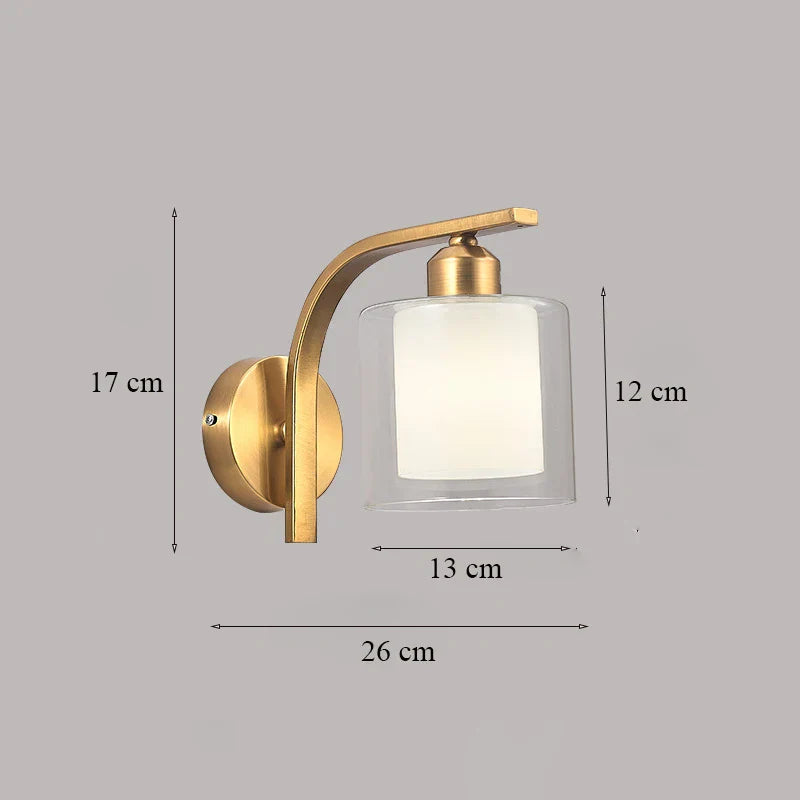 Brass Glass Wall Sconce Lighting, Classic Nordic Loft Interior Fixture