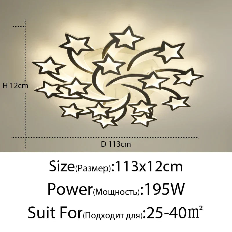 Modern LED Star Chandelier with Remote Control Indoor Lighting