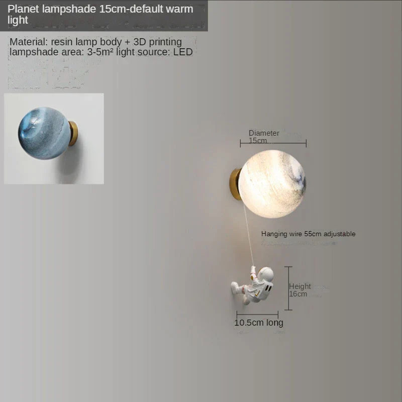 Astronaut Moon Wall Lamp: Creative 3D Printing Light for Kids' Bedroom.