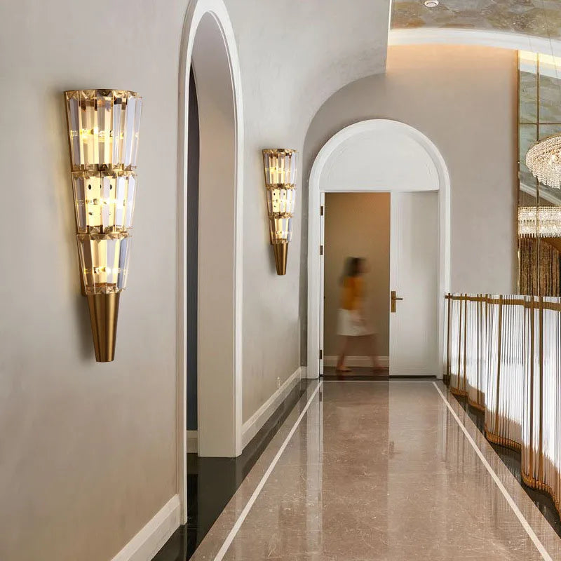 Crystal Torch Wall Lamp: Modern Light Luxury for Living Room, Bedroom, Study, Restaurant.