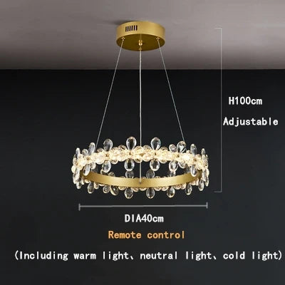 Crystal LED Chandelier: Luxury Lighting for Living, Dining, Kitchen - Elegant Iron & Aluminum Design
