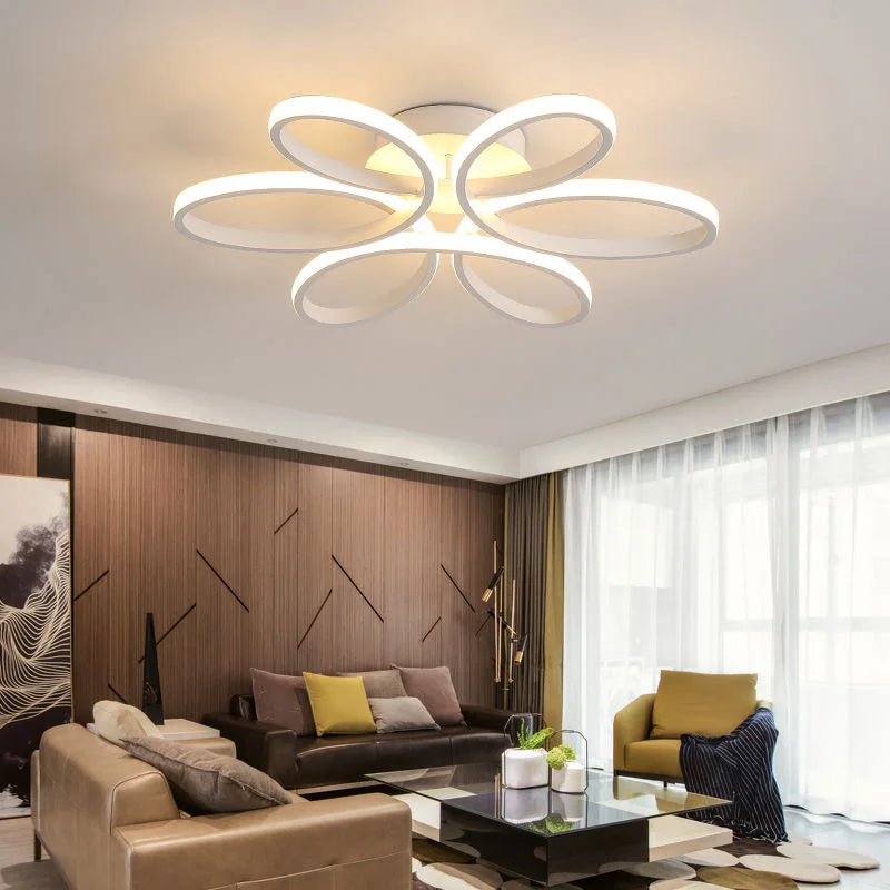 LED Ceiling Chandelier: Remote Control Modern Aluminum Bedroom Living Room Lamp