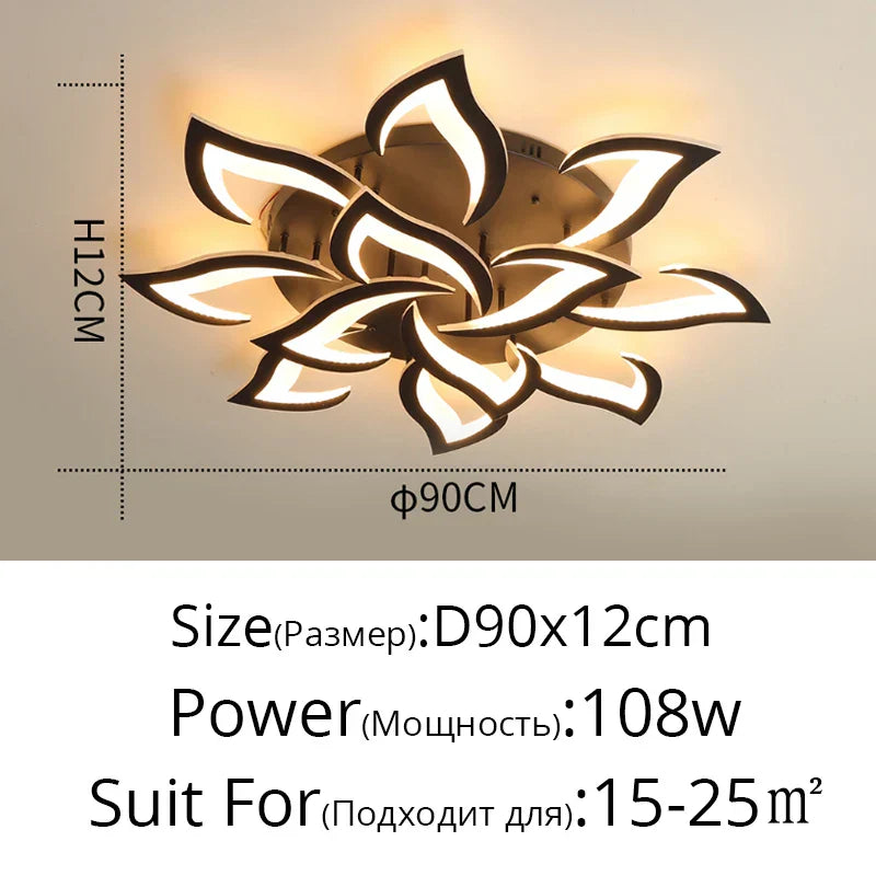 Remoteled Ceiling Chandelier: Modern Art Deco Lighting Fixtures for Living, Dining, Bedroom