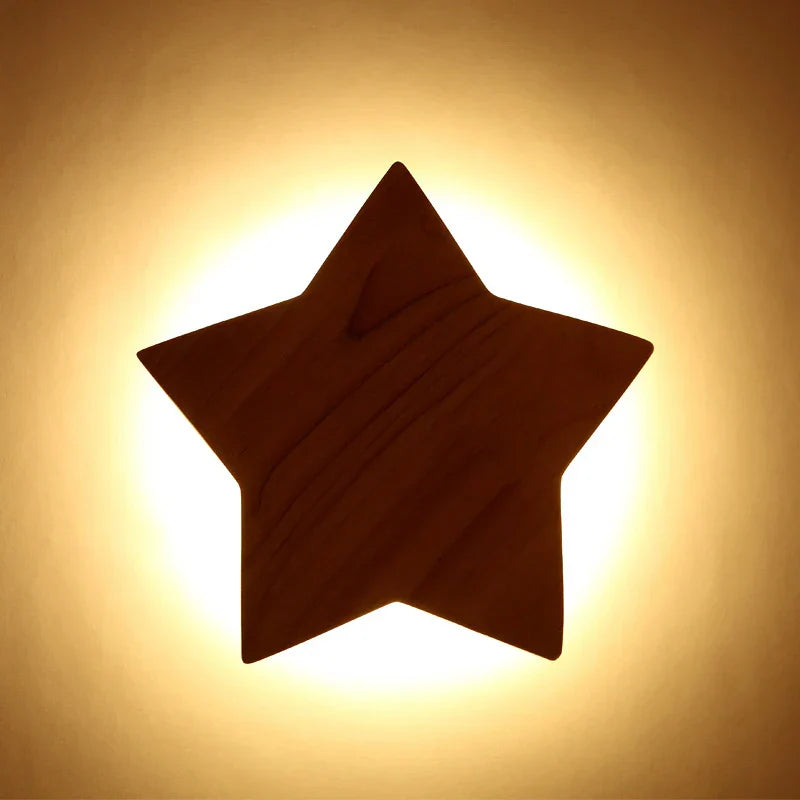 Star Wood Wall Lamp: Modern Solid Decor Lighting for Living Room, Bedroom, Corridor