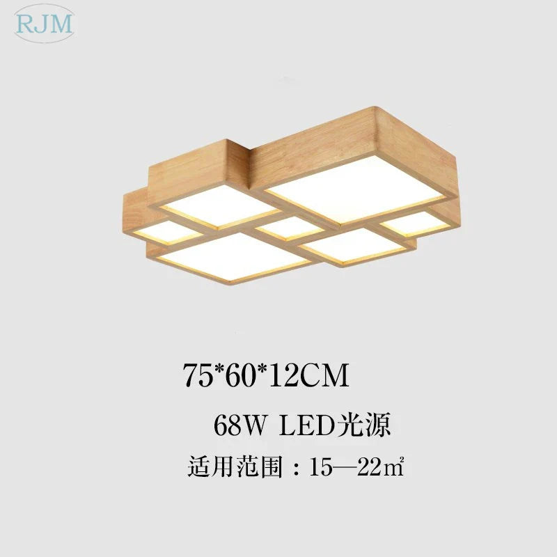 Japanese Solid Wood Ceiling Lamp for Home Living Room Bedroom Study