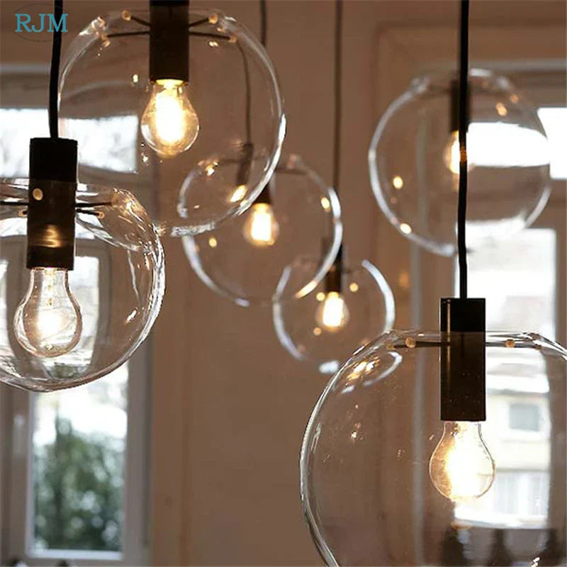 Bubble Glass Ball Pendant Light for Modern Living Room Kitchen Bedroom
