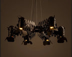 Vintage Loft Industrial Chandelier with Telescopic Spotlights