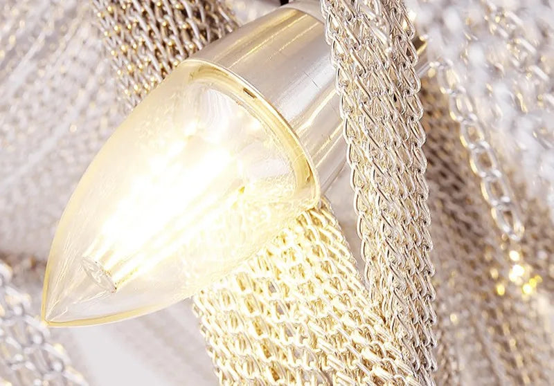 Silver Aluminum Chain Chandelier Post Modern Luxury Lighting