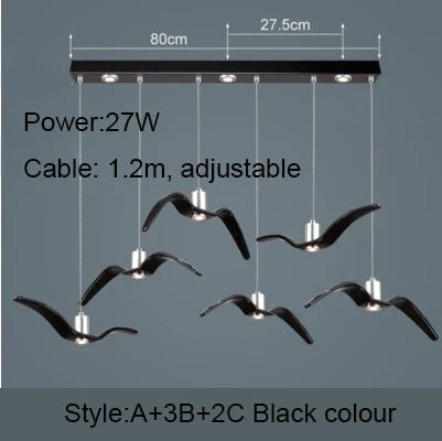 Seagull Pendant Lamp - Resin Silhouette Night Birds Sky Freedom Theme