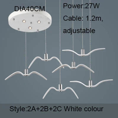 Seagull Pendant Lamp - Resin Silhouette Night Birds Sky Freedom Theme