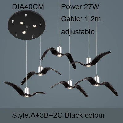 Seagull Pendant Lamp - Resin Silhouette Night Birds Sky Freedom Theme