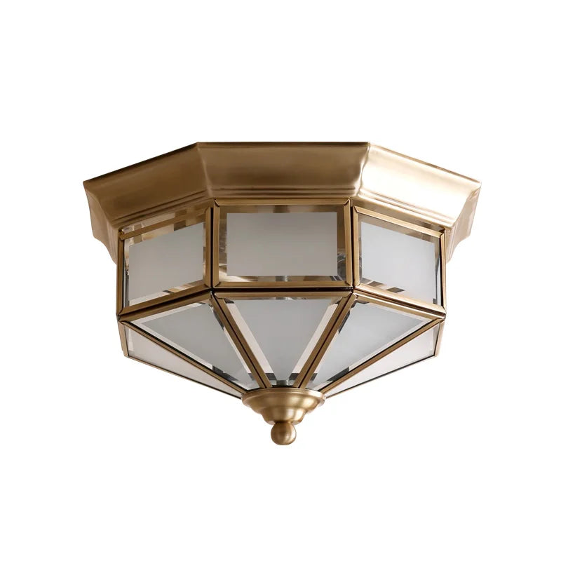 Copper Ceiling Lamp: Retro American European Living Room Bedroom Light