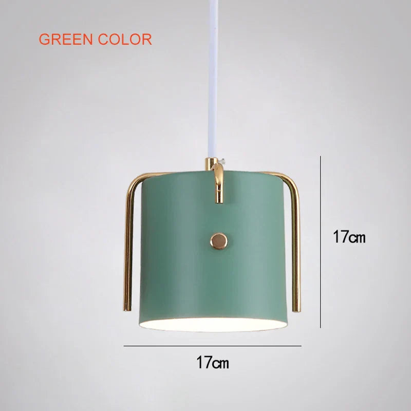 Nordic Wood Pendant Lights by - LED Hang Lamp with Colorful Aluminum Fixture