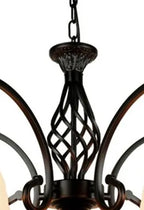 Traditional Metal Body Glass Chandelier, E27 LED Bulb, European Style Lighting Fixture