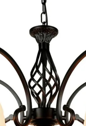 Traditional Metal Body Glass Chandelier, E27 LED Bulb, European Style Lighting Fixture