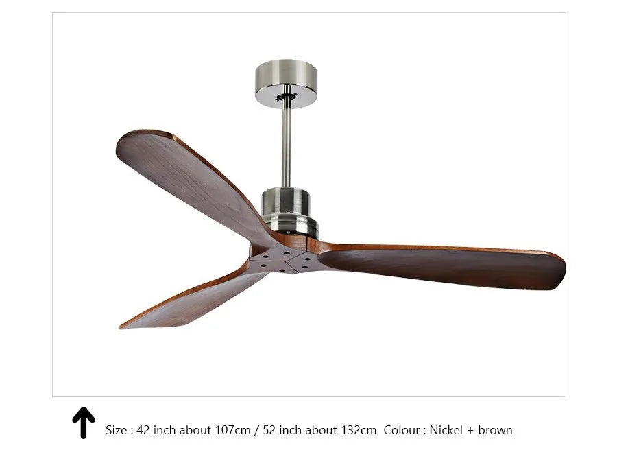 52" Wood Ceiling Fan Remote Control 3 Blades for Home Living Bedroom