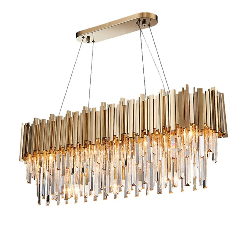 Gold LED Crystal Ceiling Chandelier for Elegant Home Decor