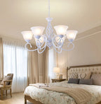 Metal Body Glass Chandelier: European Traditional Decor Lighting, E27 Led Ceiling Lamp
