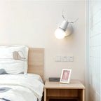 Modern Deer Antlers LED Wall Light Black White Solid Wood Novelty Animal Wall Lamp