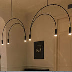 Line Art Black Semicircle Pendant Light for Living Room, Bar, Coffee Shop