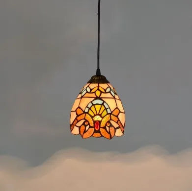Stained Glass Pendant Light - Vintage Mediterranean Hanging Lamp for Home Decor
