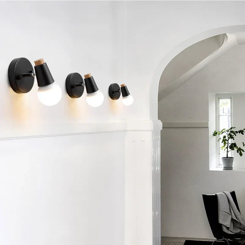 Modern Deer Antlers LED Wall Light Black White Solid Wood Novelty Animal Wall Lamp