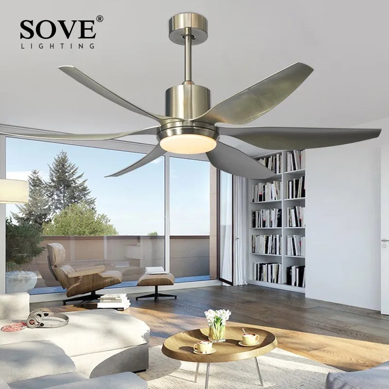 66" Modern LED Brown Ceiling Fan with Remote Control for Living Room