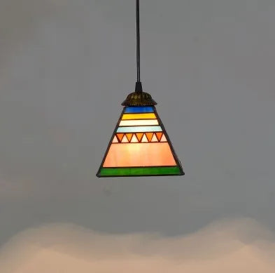 Stained Glass Pendant Light - Vintage Mediterranean Hanging Lamp for Home Decor