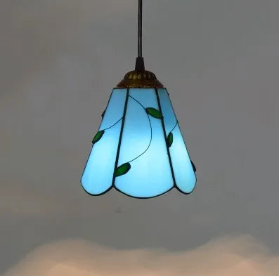 Stained Glass Pendant Light - Vintage Mediterranean Hanging Lamp for Home Decor