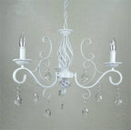 Retro White Metal Crystal Chandelier with E14 Candle Lights