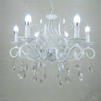 Retro White Metal Crystal Chandelier with E14 Candle Lights