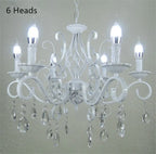 Retro White Metal Crystal Chandelier with E14 Candle Lights