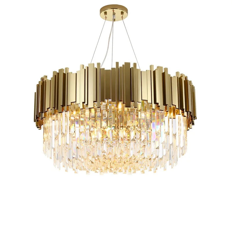 Gold LED Crystal Ceiling Chandelier for Elegant Home Decor