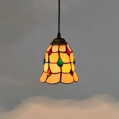 Stained Glass Pendant Light - Vintage Mediterranean Hanging Lamp for Home Decor