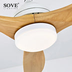 Black Wood Industrial Ceiling Fan Remote Control DC 220v