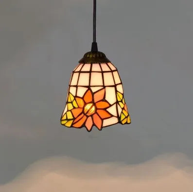 Stained Glass Pendant Light - Vintage Mediterranean Hanging Lamp for Home Decor