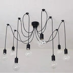Spider Black Pendant Light: Industrial Edison Chandelier, Ceiling Mount, DIY Fixture