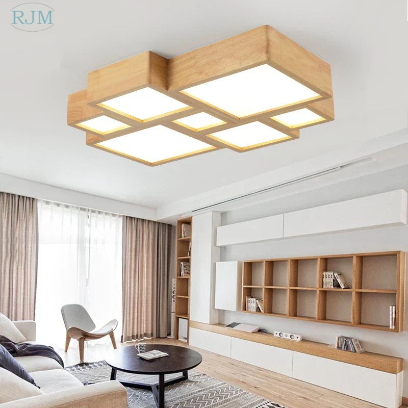 Japanese Solid Wood Ceiling Lamp for Home Living Room Bedroom Study