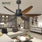 66" Modern LED Brown Ceiling Fan with Remote Control for Living Room