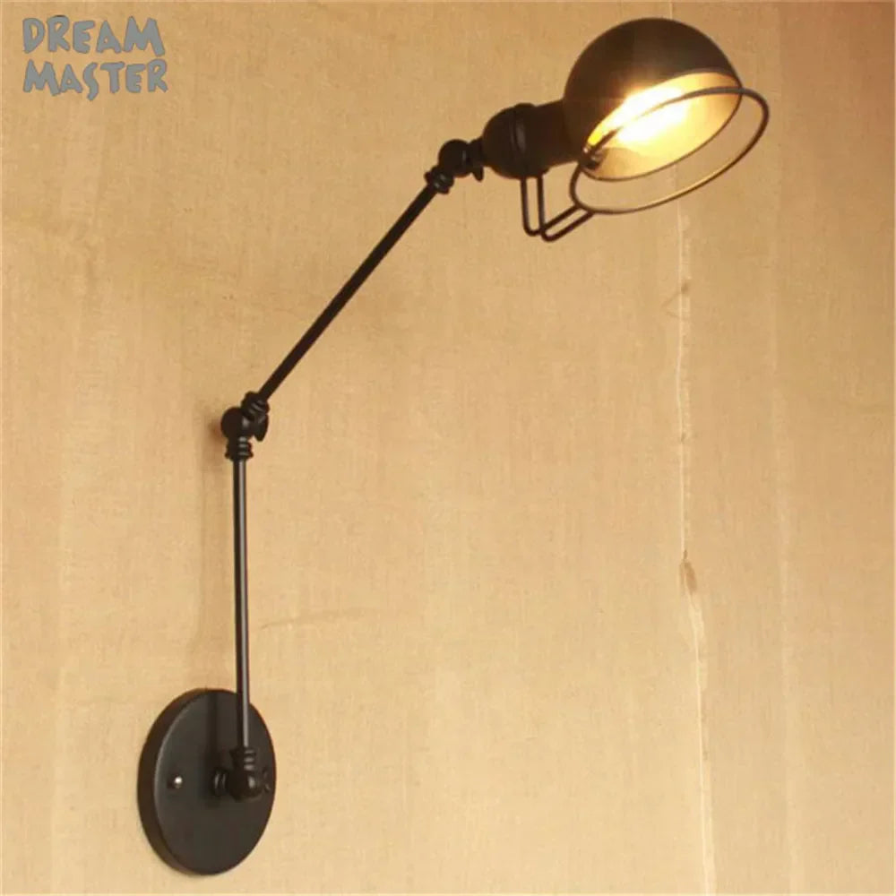 Iron Swing Arm Wall Sconce Light Fixture Set for Home Bar Retro Lighting